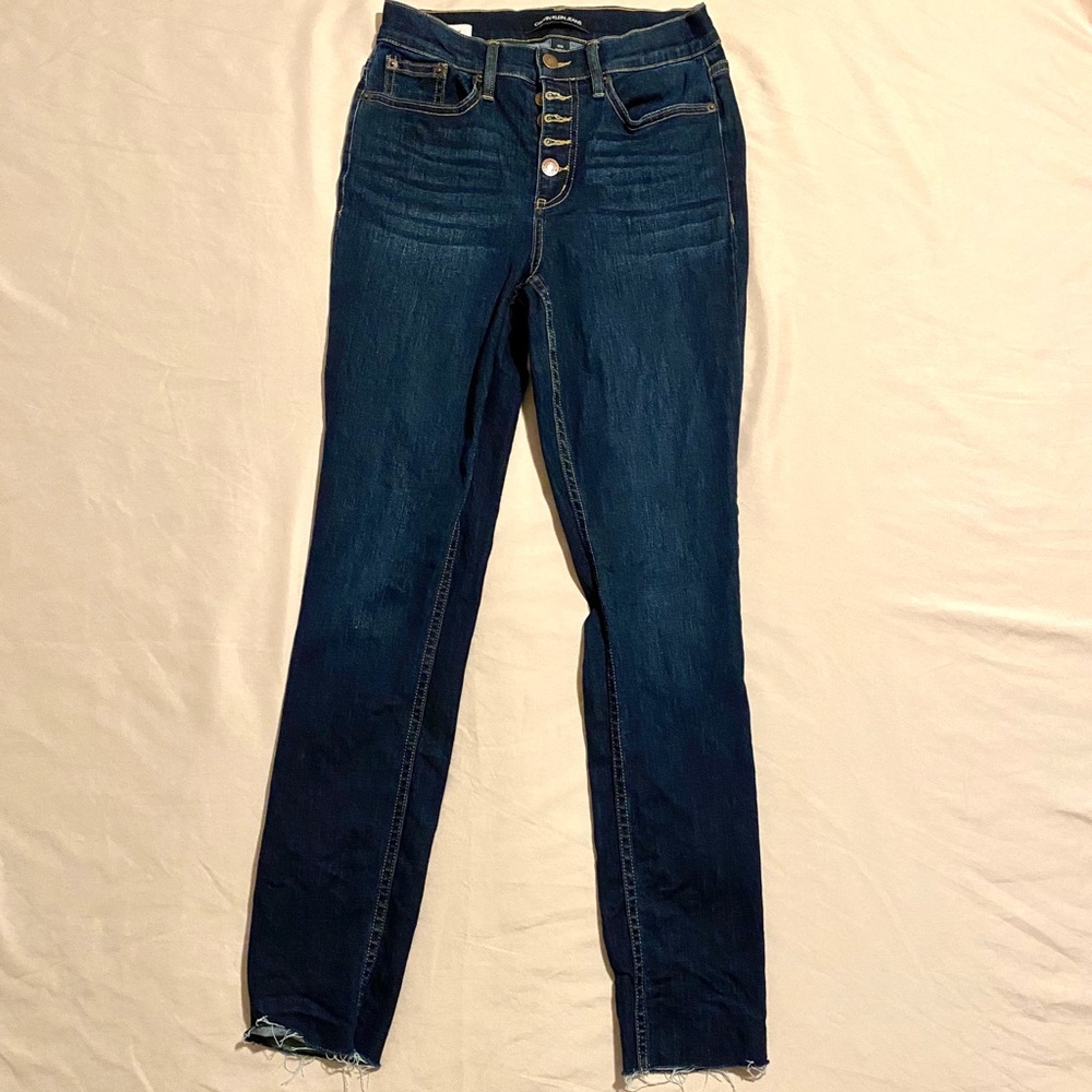 calvin klein high waisted dark wash skinny jeans